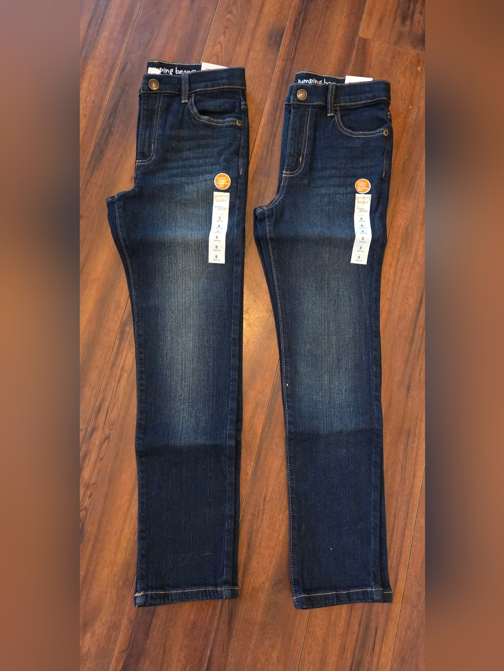 NWT (2) Pairs Boy's Jumping beans Dark Wash Skinny Jeans Size 8 NEW